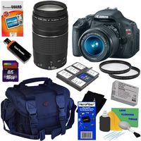Canon EOS Rebel T3i 18 MP CMOS Digital SLR Camera with EF-S 18-55mm f/3.5-5.6 IS II & EF 75-300mm f/4-5.6 III Telephoto Zoom Lenses + 10pc Bundle 16GB Accessory Kit w/ HeroFiber® Ultra Gentle Cleaning Cloth