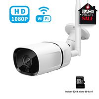 Isotect Outdoor Security Camera,HD 1080p Bullet Camera 2.4GHZ WiFi IP66 Waterproof Night Vision Home Surveillance Camera with 32GB Micro SD Card,Two-Way Audio,Motion Detection-iOS,Android app