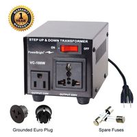 PowerBright Step Up & Down Transformer, Power ON/Off Switch, Can be Used in 110 Volt Countries and 220 Volt Countries, Convert from 220-240 Volt to 110-120 Volt & from 110-120 Volt to 220-240 (100W)