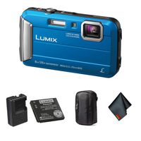 Panasonic Lumix DMC-TS30 Waterproof Digital Camera (Blue) - Bundle with Small Case and More