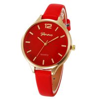NXDA Women Casual Checkers Faux Leather Quartz Analog Wrist Watch (Red)