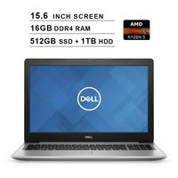 2019 Premium Dell Inspiron 15 5000 15.6 Inch HD Laptop (AMD Ryzen 5 2500U up to 3.6 GHz, 16GB RAM, 512GB SSD(Boot) + 1TB HDD, WiFi, Bluetooth, HDMI, Windows 10 Home, Platinum Silver)