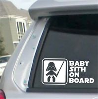 Baby Sith on BOARD Lightsaber- 6" wide (color: WHITE) decal laptop tablet skateboard car windows sticke