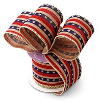 2 1/2" X 10 Yards American Star Spangle On Ntrl Ribbon