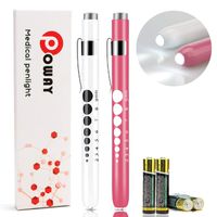 Opoway Pen Light with Pupil Gauge LED Penlight Medical for Doctor Nurse Diagnostic Batteries Free 2ct. Pink and White