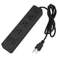 3-Outlet Power Strip with 3 USB Ports, Switch for USB & AC Plug Connect with 5.25 ft Long Power Cord, Power Outlet Built in Tamper Resistant for Home, Office, Hotel(Black)