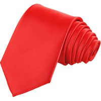 KissTies Mens True Red Tie Solid Satin Necktie Wedding Ties + Gift Box