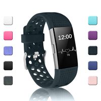 POY Replacement Bands Compatible for Fitbit Charge 2, Adjustable Breathable Wristbands with Air Holes Straps, Small Slate