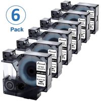 Airmall 6 Pack Replace D1 45013 Label Tape (S0720530) Black on White, 1/2'' W x 23' L (12mm x 7m) for DYMO LabelManager 280, 160, 260P, 210D, 220P, 360D