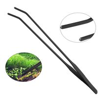 EvaGO 15 inch Black Curved Aquarium Tweezers Stainless Steel Curved Tweezer with Carbonation Protection Coating Against Rust Long Reptiles Feeding Tongs for Aquatic Plants Lizards Spider Snakes