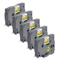 5 Pack Label Tape for TZe-631 12mm 1/2" (0.47") x 8m (26.2ft) Black on Yellow - Compatible with Brother P-Touch PD-D210 PT-H100 PT-1400 PT-1880