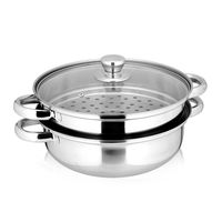 Yamde 2 Piece Stainless Steel Stack and Steam Pot Set - and Lid,Steamer Saucepot double boiler