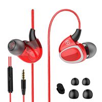 Wired Earphones,Powerful Deep Bass in Ear Monitor Earbuds with Microphone and Volume Control,Sports Headphone Headset, Noise Isolating, Compatible with iPhone,iPad,MP3 Players, Samsung(Red,with mic)