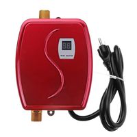 Electric Tankless Water Heater,3800W Mini Instant Thermostatic Hot Water Heater Fast 3 Seconds Shower Hot Water System,L13.5 x W6 x H16.5cm,Red,US
