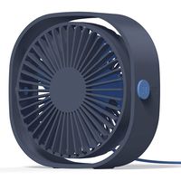 LoiStu USB Desk Fan, 4 Inch Portable Ultra-Quiet Mini Fan, 360° Up and Down, Three-Speed Wind, Suitable for Office, Family (Blue)