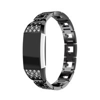 GBSELL Fashion Sport Stainless Steel Watch Band Wrist Strap for Fitbit Charge 2 (Black)