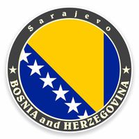 2 x 25cm- 250mm Sarajevo Bosnia & Herzegovina Flag Vinyl SELF ADHESIVE STICKER Decal Laptop Car Travel Luggage Label Tag #9508