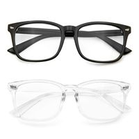 Blue Light Blocking Glasses 2 Pack Anti Eye Strain Minimize Headache UV Blocking Computer Reading Gaming Eyeglasses, Men/Women (Black&Transparent)