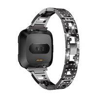 Mtozon Bling Bands Compatible with Fitbit Versa 2/Versa lite/Versa for Women, Dressy Bracelet Rhinestone Metal Wristband, Black