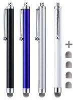 CCIVV Stylus, 4 Pcs 5.0 Inches Hybrid Mesh Fiber Tip Stylus Pens for Touch Screen, Compatible with iPad, iPhone, Kindle Fire + 4 Extra Replaceable Hybrid Fiber Tips (White, Black, Silver, Blue)