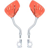 TOPCABIN 1 Pair Bicycle Mirror Bicycle Rear View Mirror Blindsight Multi Angle Adjustable Bike Mirror Billet Aluminum Chrome Plated Outside Bike Side View Mirrors Skull Claw Style (Red)