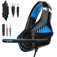 GM-1 Gaming Headset for New Xbox One PS4 PC Tablet Cellphone, Stereo LED Backlit Headphone with Mic by AFUNTA (Blue-2)