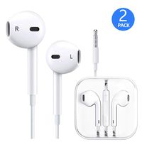 SCKxin Headphones/Earphones/Earbuds/Headsets 3.5mm with Stereo Mic&Remote Control Compatible with Apple iPhone 6s/ 6 Plus/ 5s/ 5c/ 5/ 4s/ SE iPad/iPod 7/Samsung/Galaxy (White 2 Pack)