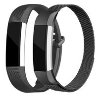AKALE Replacement Bands Compatible for Fitbit Alta/Alta HR, Stainless Steel Metal Strap and Extra Silicone Replacement Bands (Black + Black Large)