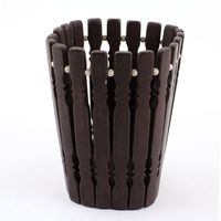 uxcell Home Office Rectangle Bottom Handmade Bamboo Ruler Pencil Holder Rosewood Color