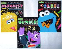 Set of 3 Sesame Street Write and Wipe Workbooks (Alphabet, Numbers, & Colors)