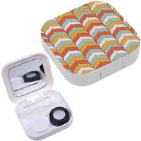 Portable Contact Lens Case Box Travel Kit Mirror + Bottle + Tweezers Container Holder [ Geometric Grunge ]