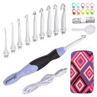 Lighted Crochet Hooks Set- Rechargeable Crochet Hook with Latest Case, 9 in 1 Interchangeable Heads Light Crochet Hooks with Accessories