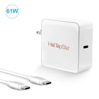 HotTopStar 61W/29W USB C PD Laptop Wall Charger, Compatible with New MacBook Pro 13inch 2017/2016, Lenovo Yoga 920/910/720, Google Chromebook Pixel and More, with 2M USB-C to USB-C Charging Cable