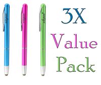 3x VALUE PACK Touch Stylus Pen for iPhone 6, iPad AIR, iPod Touch, Samsung, HTC,SONY, LG, ELEGANI Capacitive iPad Stylus with Fiber Mesh Fabric Tip