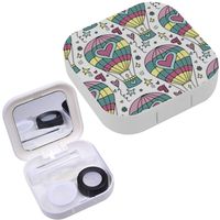 Portable Contact Lens Case Box Travel Kit Mirror + Bottle + Tweezers Container Holder [ Flying Balloon ]