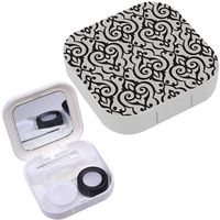 Portable Contact Lens Case Box Travel Kit Mirror + Bottle + Tweezers Container Holder [ Vintage Floral ]