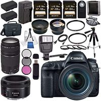 Canon EOS 5D Mark IV DSLR Camera with 24-70mm f/4L Lens 1483C018 + Canon EF 75-300mm f/4-5.6 III Telephoto Zoom Lens + Canon EF 50mm f/1.8 STM Lens 0570C002 Bundle