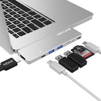 Wavlink USB C Hub Adapter for MacBook Pro 13 Inch 15 Inch/Type-C Hub Adapter/SD/Micro SD Card Reader and USB 3.0 Ports 4K HDMI Charging for 2016/2017/2018 MacBook (Sliver)