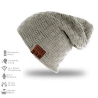 Bluetooth Beanie Hat Cap with Wireless Bluetooth Headphone Headset Earphone for Winter Sports Fitness Gym Exercise, by DeeFec (Small Grid-LightGray)