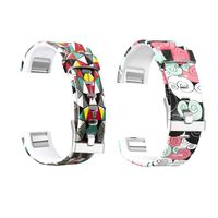 Dunfire Replacement Bands for Fitbit Charge 2 Wristband/Bracelet/Smart-Watch, Size Large and Small Straps for Men and Women (2PCS - Colourful Clouds & Triangles, Small)