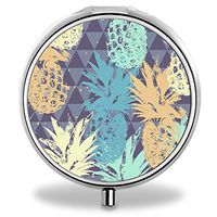 Pineapple Pill Case, Round Stainless Drug Organizer Container Medicine Cover for Pocket Daily&Weekly