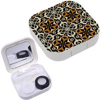 Portable Contact Lens Case Box Travel Kit Mirror + Bottle + Tweezers Container Holder [ Geometric ]