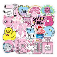 Stickers for Water Bottles Big 50 PCS, Pink Cute Trendy Stickers, Waterproof Vinyl Stickers for Laptop, Luggage, Car, Skateboard, Motorcycle, Bicycle