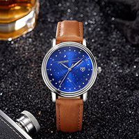 GBSELL Fashion Man Casual Starry Star Sky Watch Business Wrist Quartz Watch (Blue&Blue)