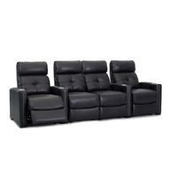 Cloud XS850 - Octane Seating - Home Theater Chairs - Black Top Grain Leather - Manual Recline - Row 4 Seats with Center Loveseat - Space Saving Design