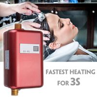 ZLUCK 3800W Electric Tankless Water Heater, Mini Instant Tankless Water Heater, for Kitchen, Shower,Thermostatic, Temperature LCD Display, 1/2 Connector,Red,110V