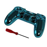 Timorn Replacement Chrome Plating Housing Shell Parts Case Kit Cover for PS4 Controller DualShock 4, Blue