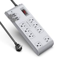 BESTEK 8-Outlet Power Strip with USB 15A 1875W Surge Protector with 5V 4.2A 4 USB Charging Port Desktop Charging Station,6 Feet Long Power Cord,600Joule,Ultra-Compact Wide Spaced Outlet for Large Plug