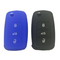 2Pcs New Blue Black Silicone 3 Buttons Smart KEY Cover Shell Case Bag Fob Holder Skin Protector For Vw VOLKSWAGEN Tiguan Passat Golf Beetle Polo GTI