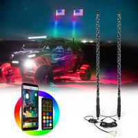AddSafety 2PCS 3FT(0.9M) LED Whips Light With Dacning/Chasing and Can Controlled by remote and app Simultaneously with Lock Function